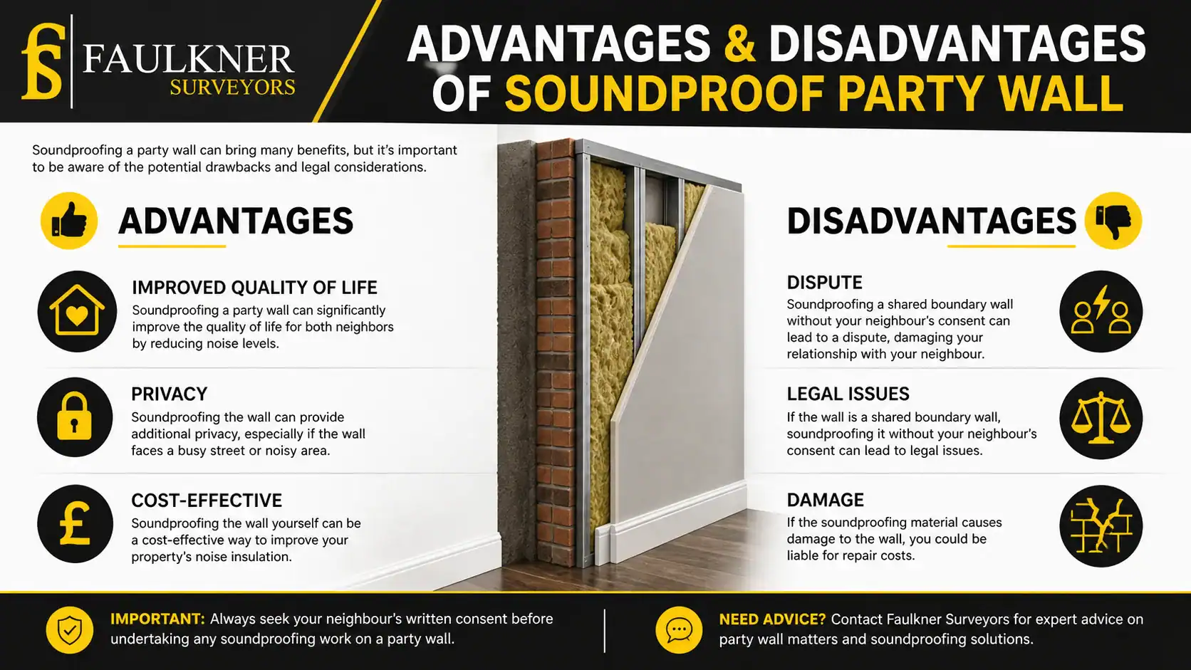 Can you soundproof a Party wall? 2 Advantages and Disadvantages of Soundproof Party Wall Basildon