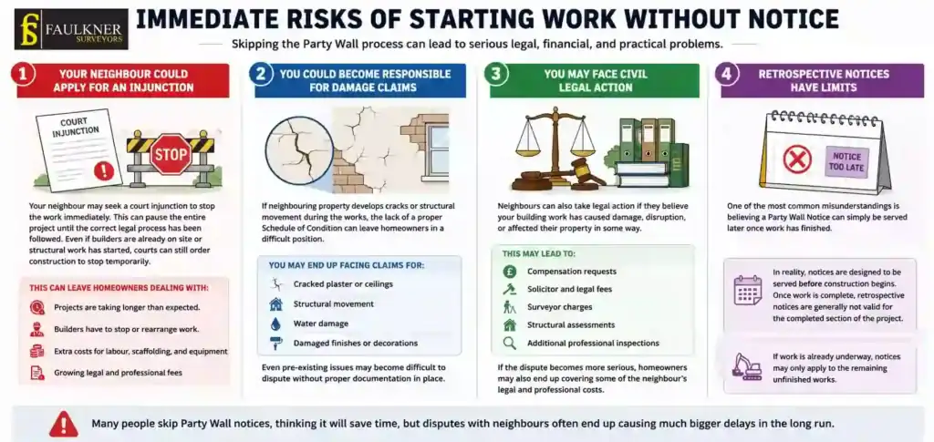 What Happens If You Start Work Without a Party Wall Notice? 1 Immediate Risks of Starting Work Without Party Wall Notice Basildon