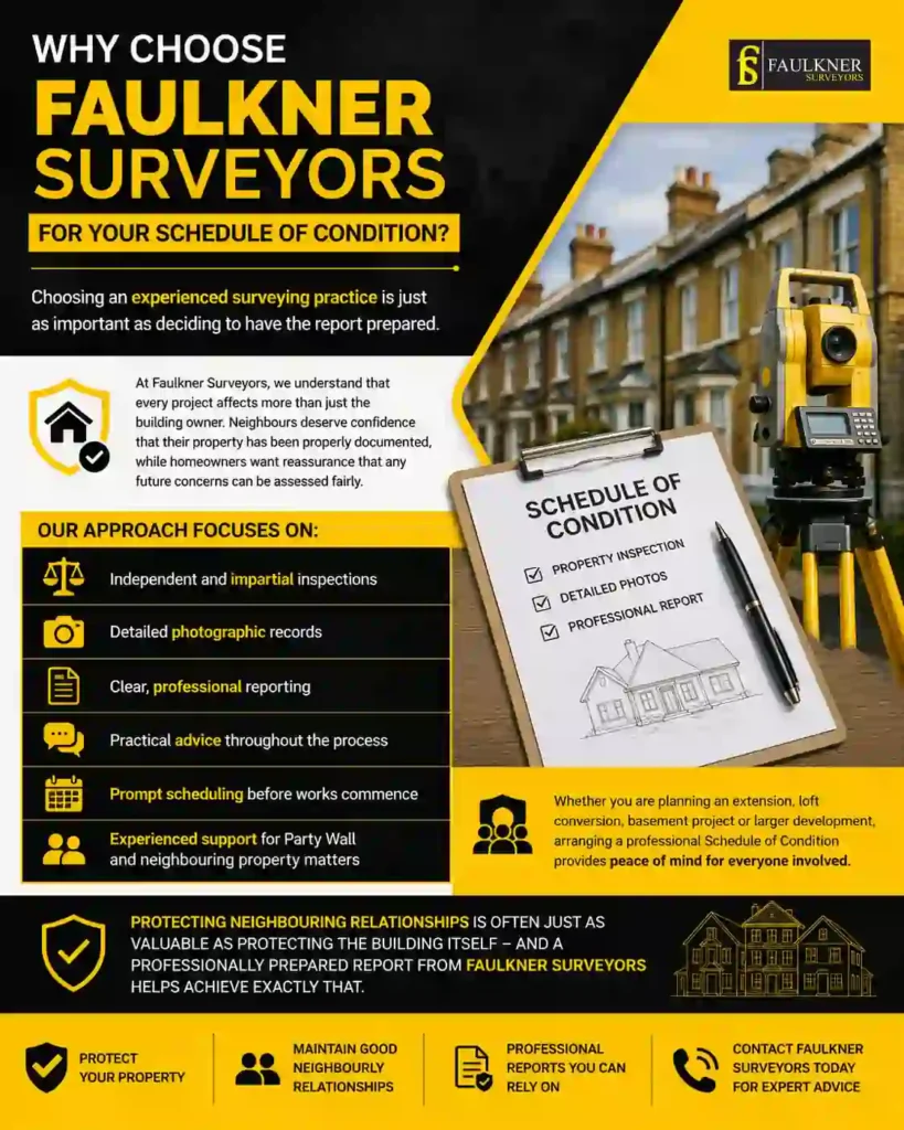Schedule of Condition: What It Is and Why It Protects Both Neighbours 3 Why Choose Faulkner Surveyors for Your Schedule of Condition Basildon?